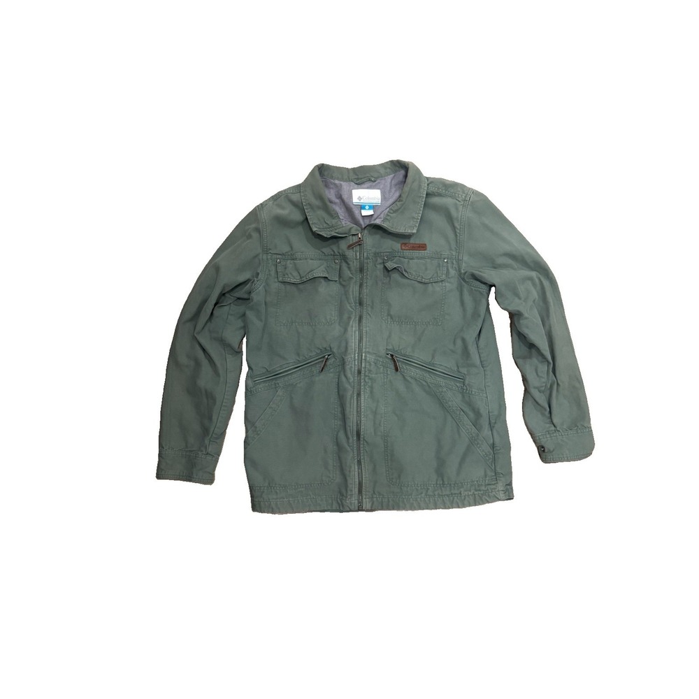 Columbia Sportswear Men's Large Green Utility Field Jacket Full Zip Outdoor L